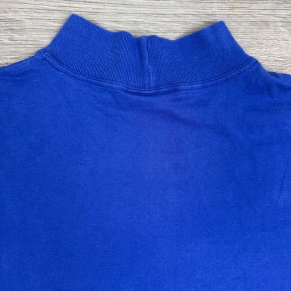 Vtg L.L.Bean Blue Long Sleeve Mock Neck Shirt Womens XL (18-20) 100% Cotton USA - Picture 13 of 14